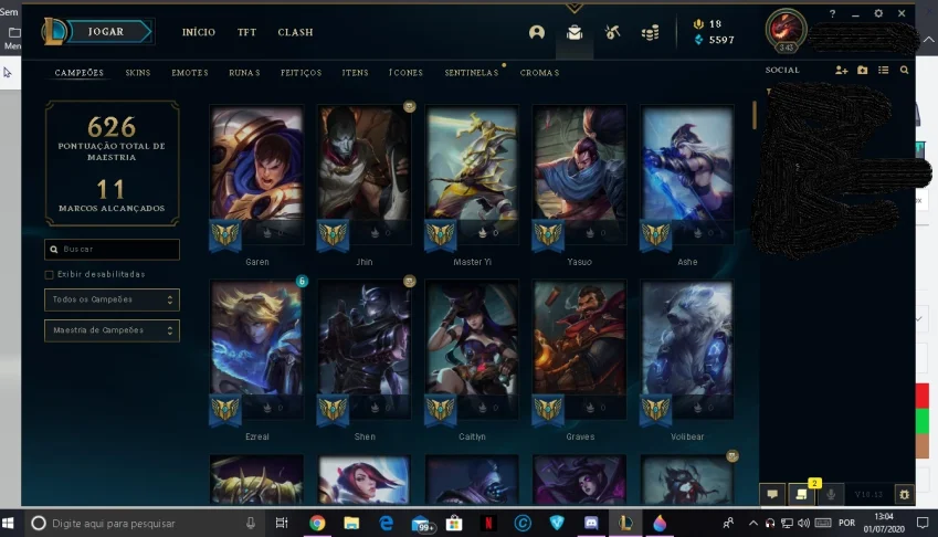 Conta  de  legue of legends