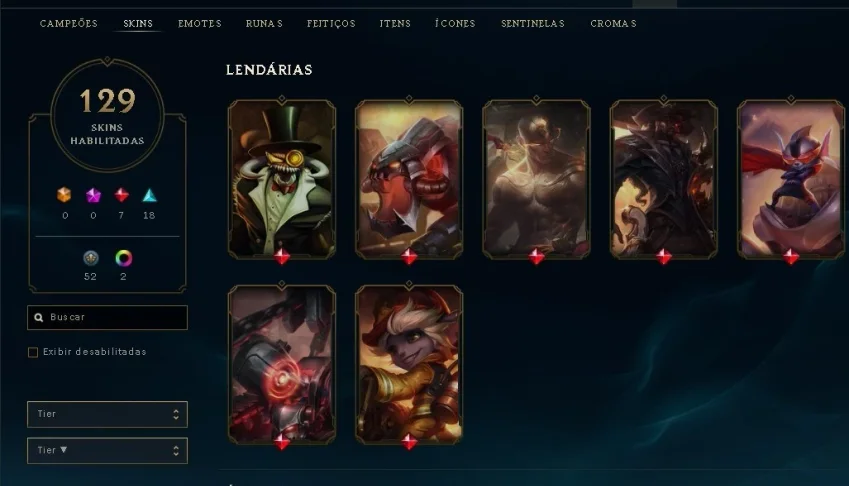 Conta League of Legends 120 skins+