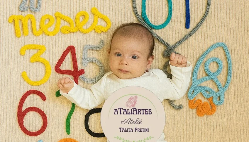 Kit Mêsversário Astronauta + Nome personalizado em tricotin