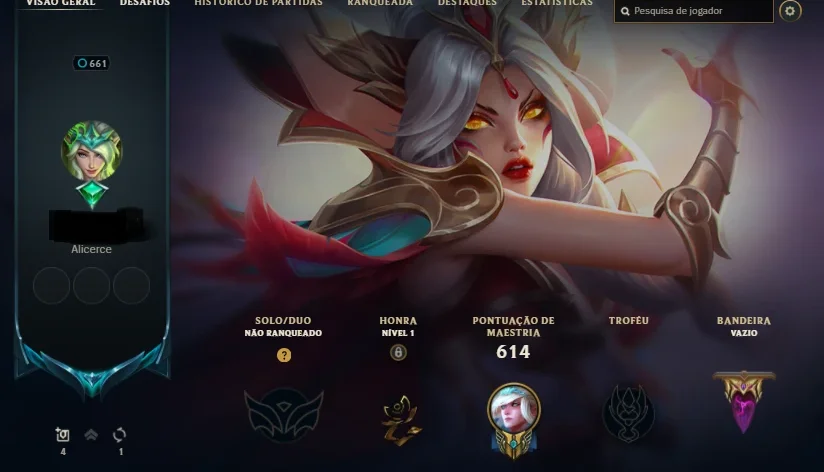 Conta Lol 10 anos nível 661