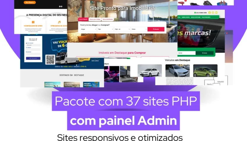 Pacote com 37 Sites PHP com painel administrativo - 2025