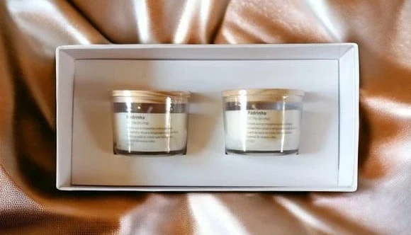 Kit Caixa Convite Padrinhos Casamento com 2 Velas
