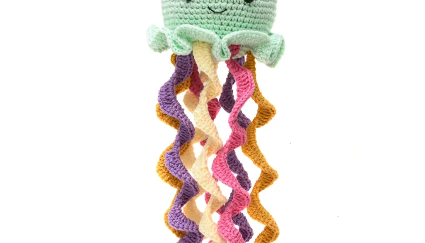 Polvo de Tentáculos Coloridos em Amigurumi