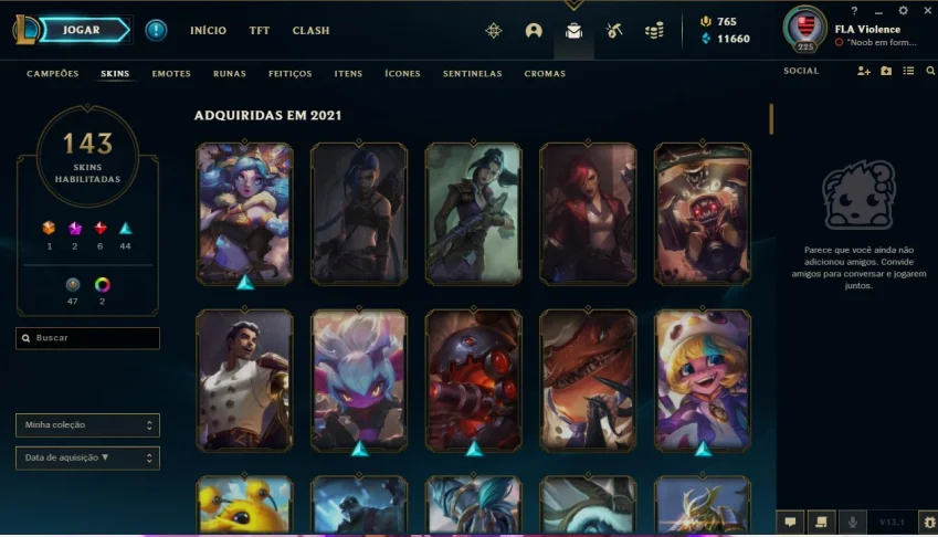 Conta de LOL nivel 225, 143 Skins