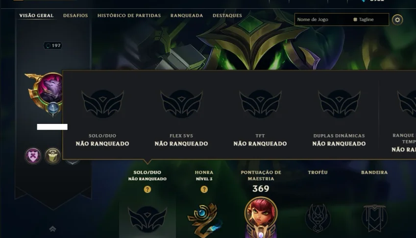 Unranked com 110 Champs e 71 Skins ( JG / SUP / TOP )