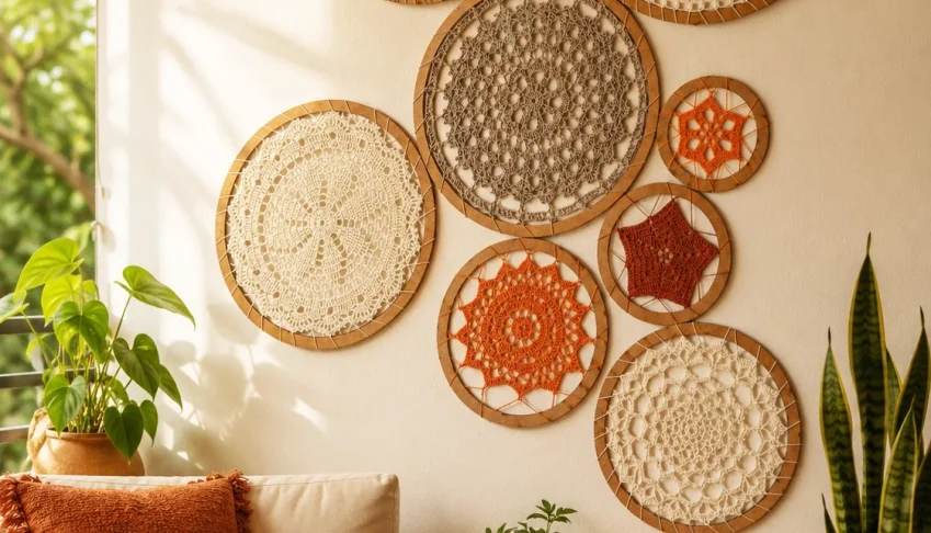 Painel de 8 Mandalas em Crochê
