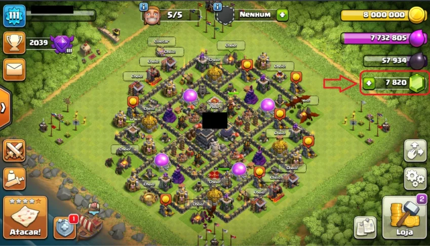 Clash of Clans - CV9 FULL - 7820 gemas
