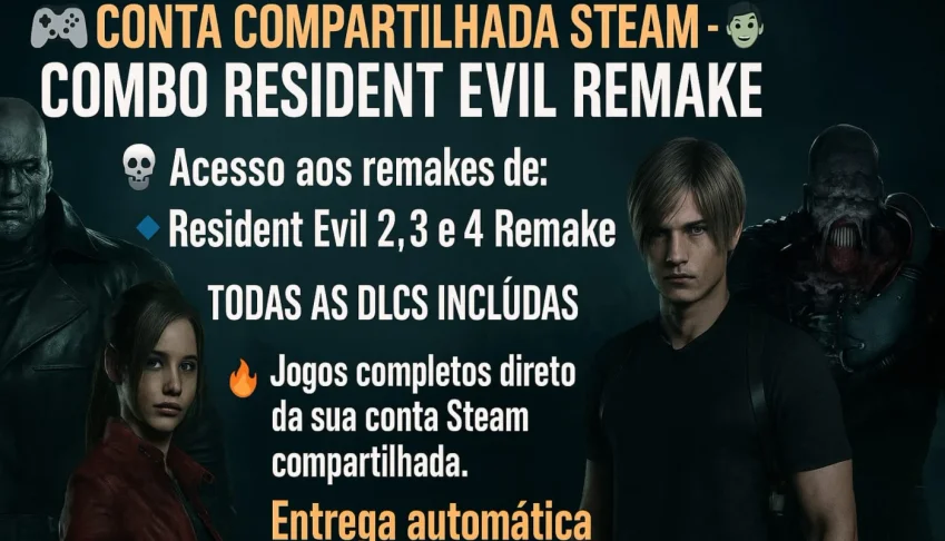 Combo Resident Evil Remake 2,3 E 4 Com Todas As Dlcs