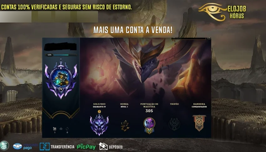 Conta Diamante 4 88 Campeões 55 Skins