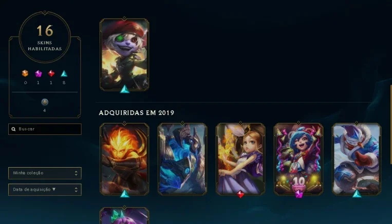 Conta gold 2 no lol com 16 skins e 54 campeões
