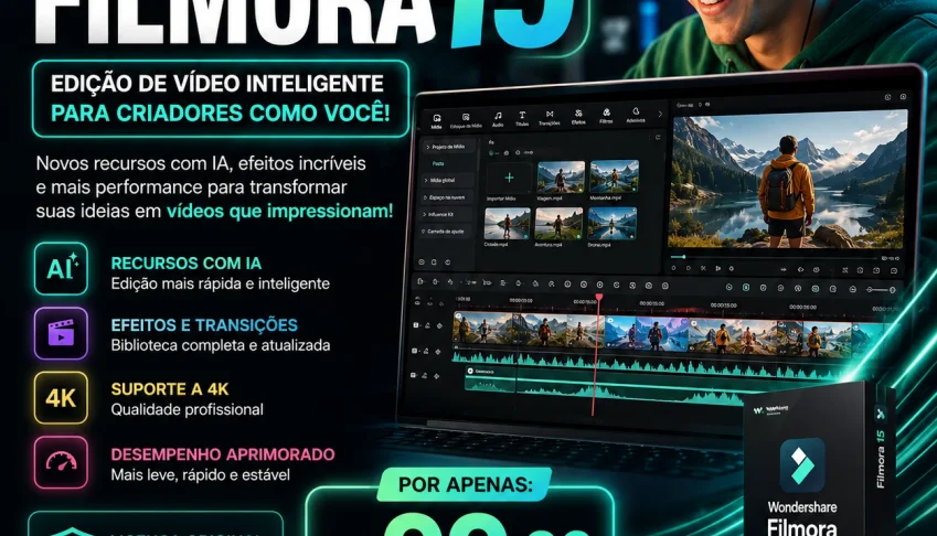 Wondershare Filmora 15 — Editor de Vídeo com IA