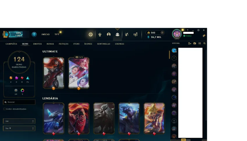 Conta Unraked League of Legends- Skins ultimate