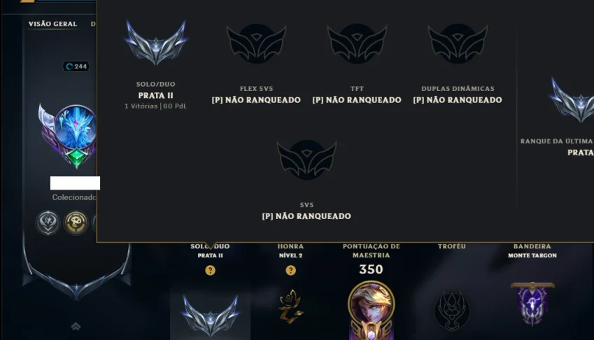 Prata 2 com 140 Champs e 239 Skins ( ADC / MID / JG )