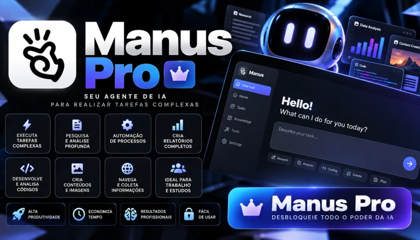 Manus Pro | 5.000 Créditos | 1 Mês | Conta Pronta