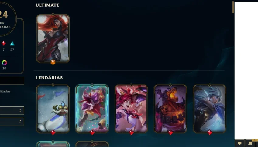 Conta league of legends lvl 176, 124 skins MMR plat 1 SV BR