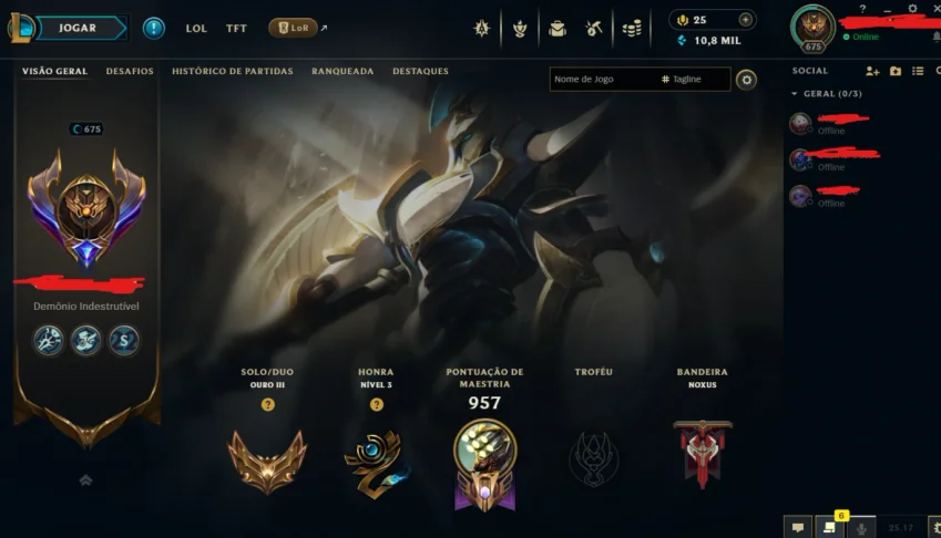 Conta de Lol com 158 skins e todos os champs