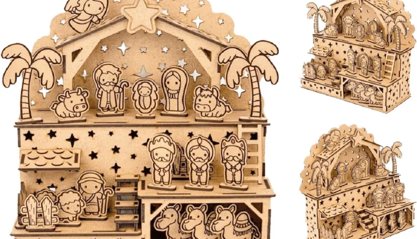 Presépio de natal em MDF, Casinha 3 andares, Decoração