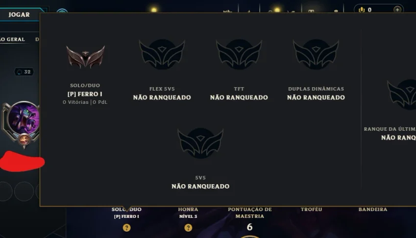 Lol Ferro, Upada na Mão, Level 32, 7.000 de Ea, 3 Skins