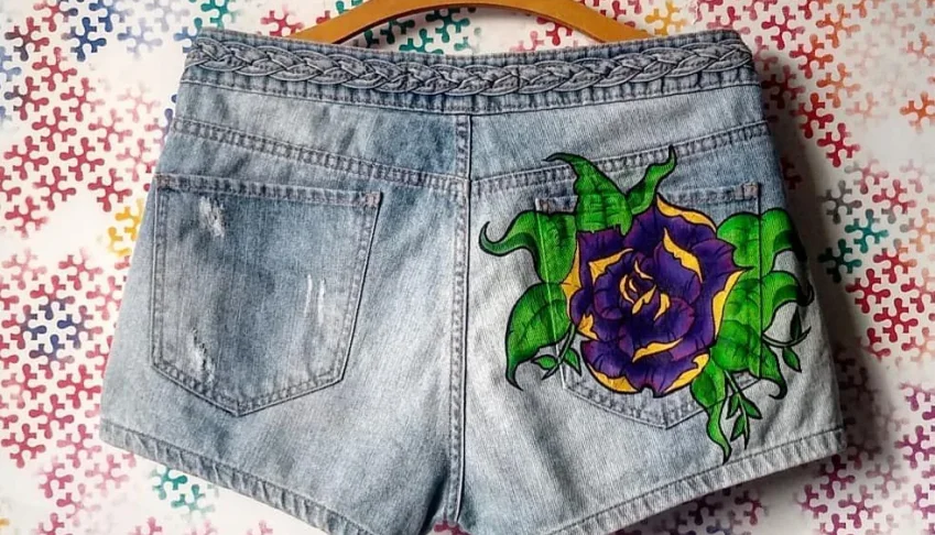 Short jeans THArt Rosa customizado