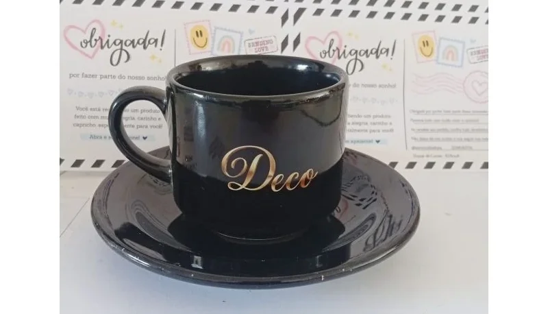 Kits Xícara e Pires Pretos Personalizados