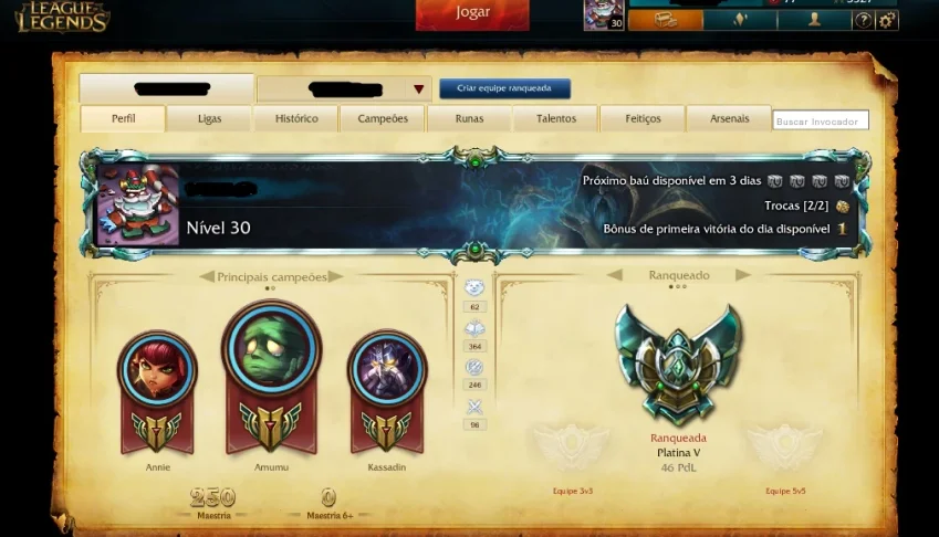 League of Legends Platina V