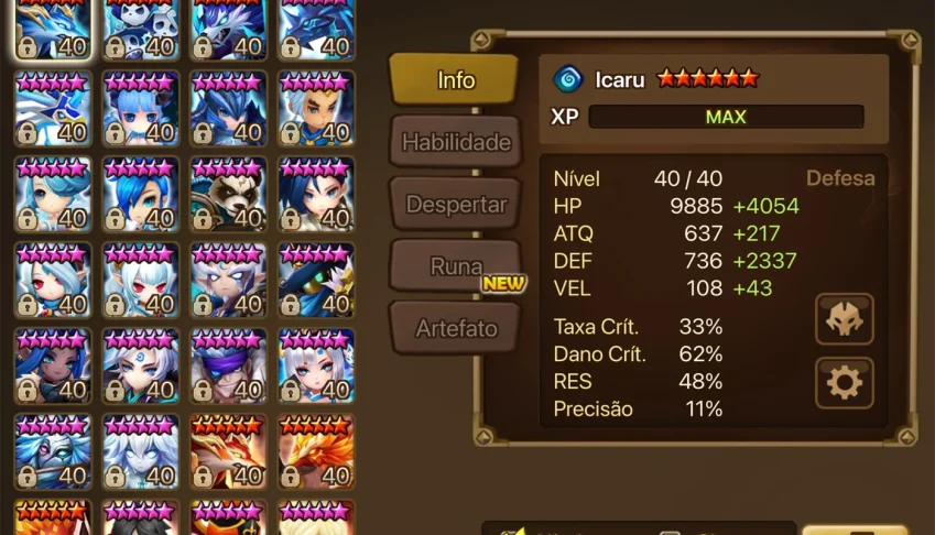 Conta Summoners War NAT 5 LD Qitian Dasheng (macaco de luz)