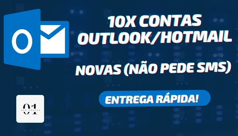 10X CONTAS EMAIL OUTLOOK/HOTMAIL NOVO (SEM SMS)