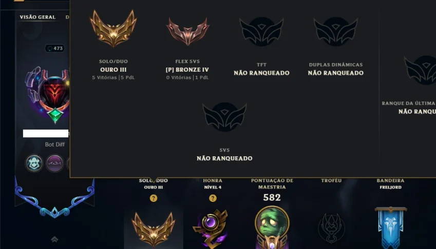 Ouro 3 com TODOS os Champs e 150 Skins ( JG / ADC )