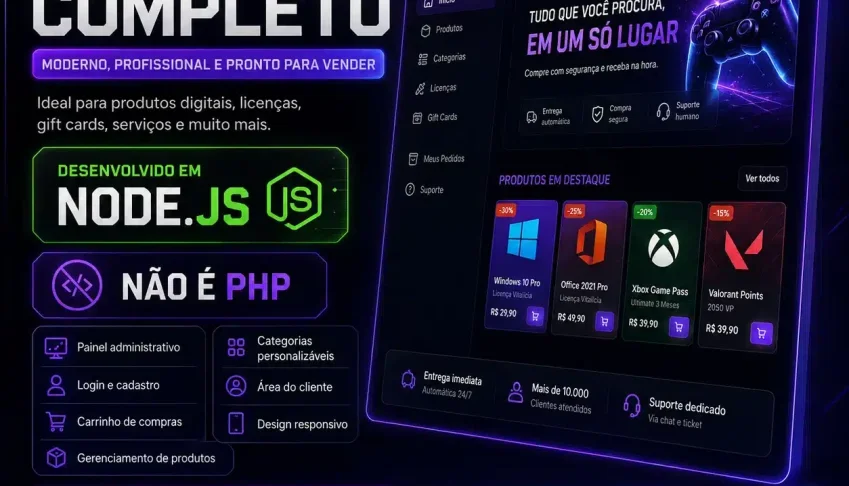 Site para Vendas Produtos Digitais Código Fonte 2026