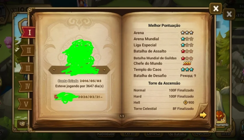 Conta top Summoners War, com 3 Ld Nat 5, pve pronto