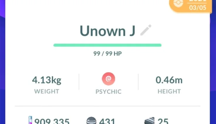 UNOWN Letra J - Vários Disponíveis - (Leia a Descrição)