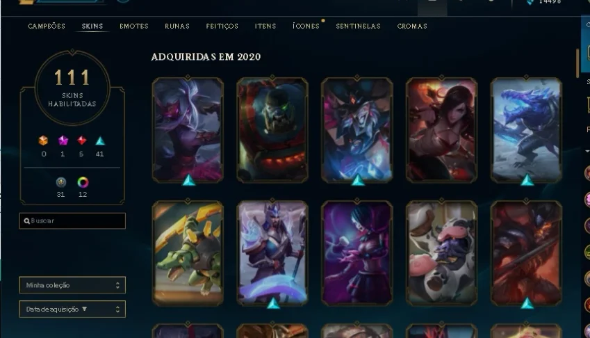 Conta LOL 111 skins / 126 Campeões / platina 1