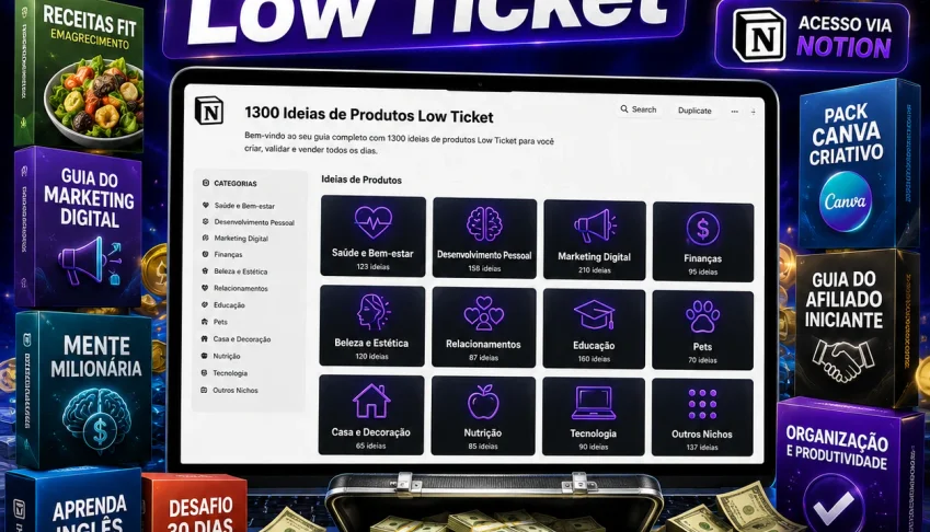 Pack +1300 Ideias de Produtos Low Ticket 2026