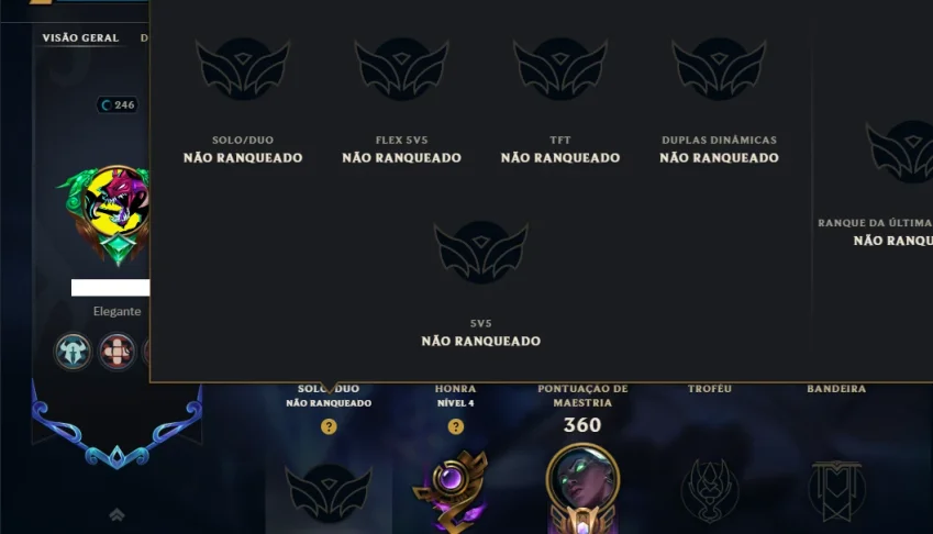 Unranked com TODOS os Champs e 105 Skins ( ADC / SUP )