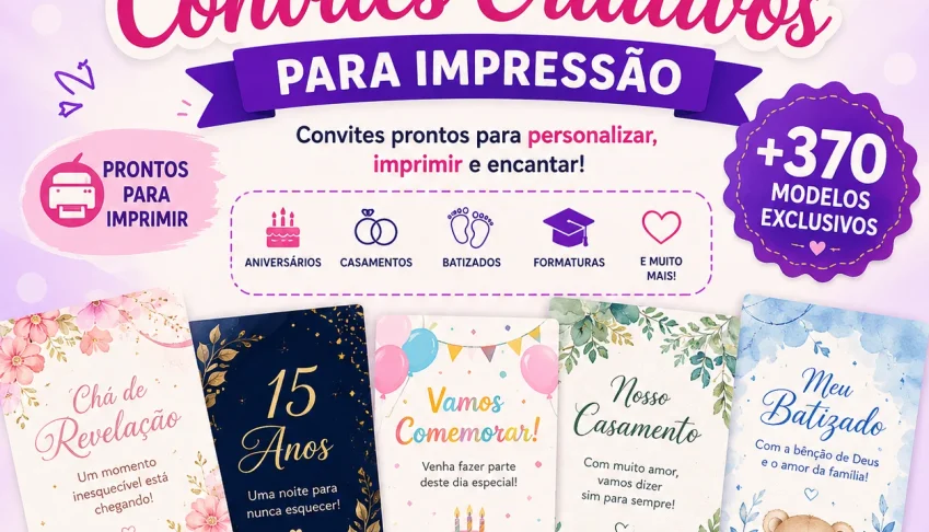Super Pack de Convites Criativos para Impressão
