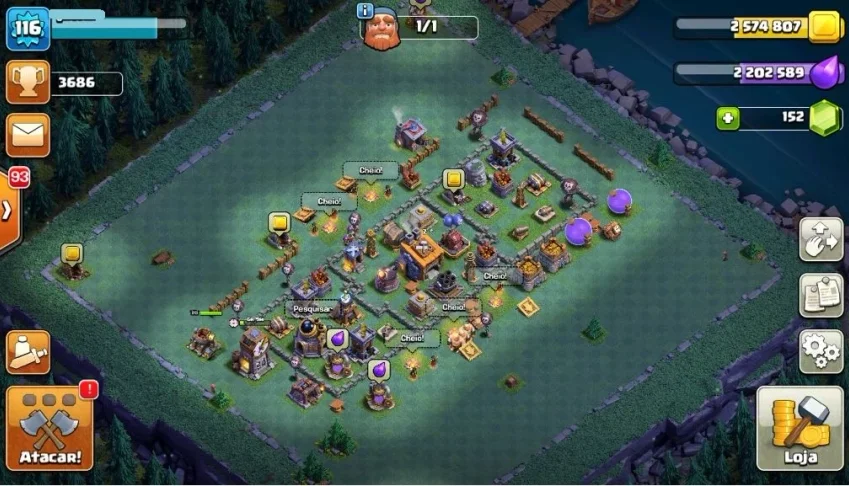 TH9 quase full Level 116 +150 gemas