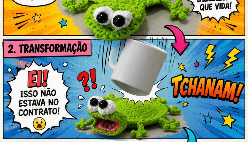 Porta copo lagartixa de crochê