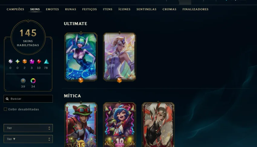 Conta League of Legends ... Todos os champs e bastante skins