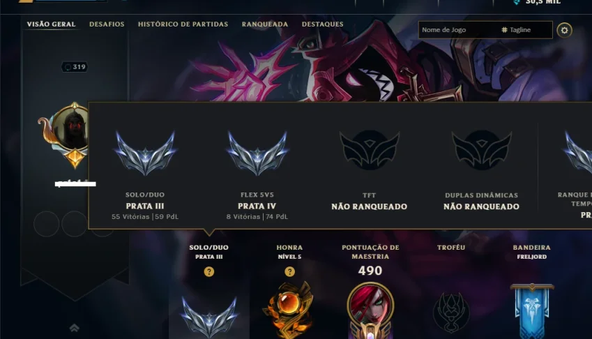 Prata 3 com 140 Champs e 137 Skins ( MAIN MID )