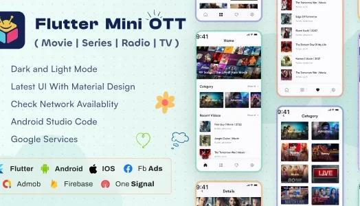 Source Flutter Mini OTT - TV ao vivo, filmes, vídeos, rádios