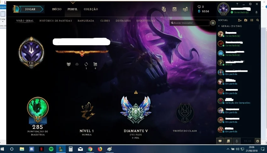 Vendo conta de LOL Elo:Diamante 5 ,60 skin todos os champs