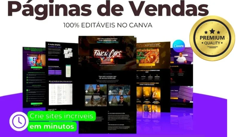 Páginas De Vendas 100% Canva - Modelos Premium Black