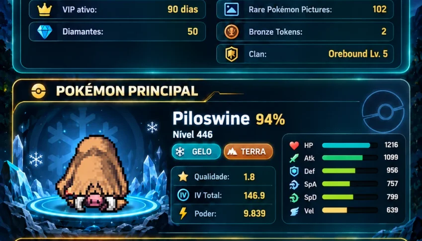 Conta Poke Idle World Lvl 453 | Vip 90 Dias | 50 Diamantes |