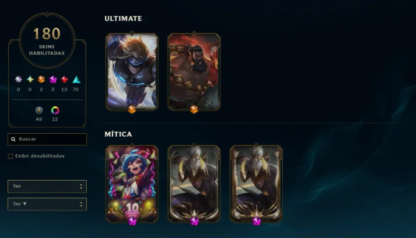 Conta antiga 2014 LoL lvl 277 com 180 skins 800k+ Lee Sin