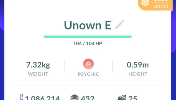 UNOWN Letra E - Vários Disponíveis - (Leia a Descrição)