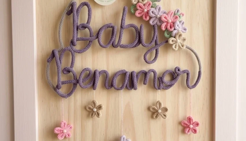 Nuvem com flores Personalizadas em Tricotin
