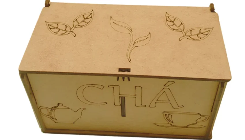 Caixa de chá mdf com divisória personalizada 15x08x08