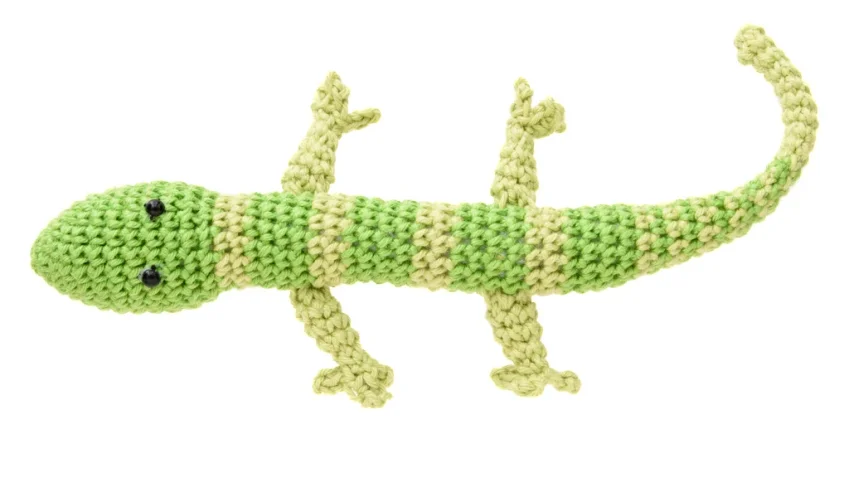 Lagartixa Verde Clara em Crochê Amigurumi
