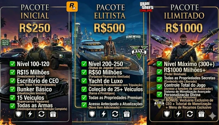 Conta ou UP de GTA V Legacy ou Enhanced - PREMIUM VIP