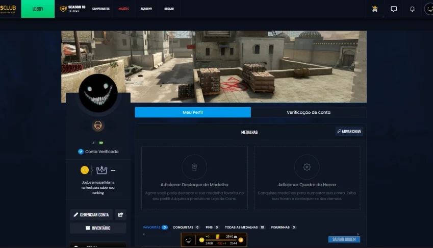 Conta Gamers Club Lvl 17 indo p 18 + Primeiro E-mail
